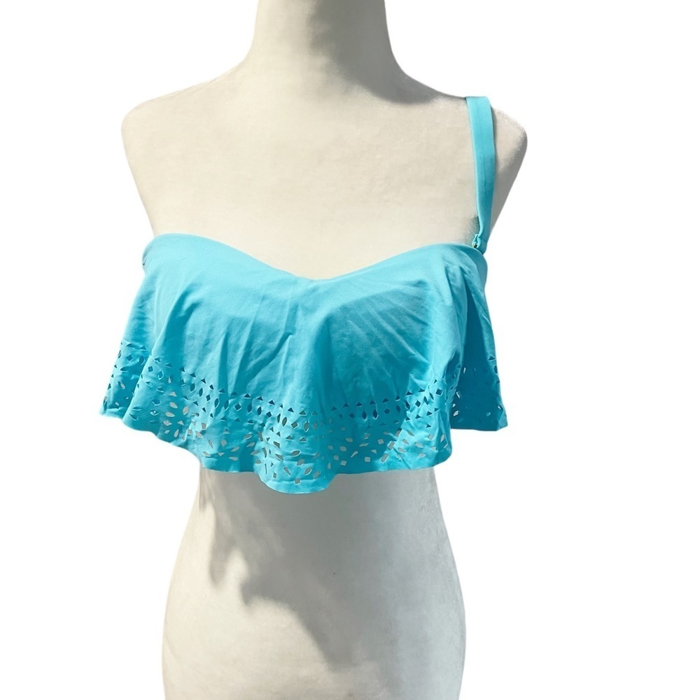NWT SOMA SWIM Flounce Bandeau Bikini Top Blue Size 38C/36D